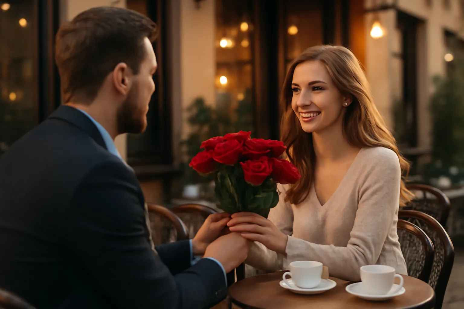 Bouquet de fleurs offert lors d’un rendez-vous romantique en Russie
