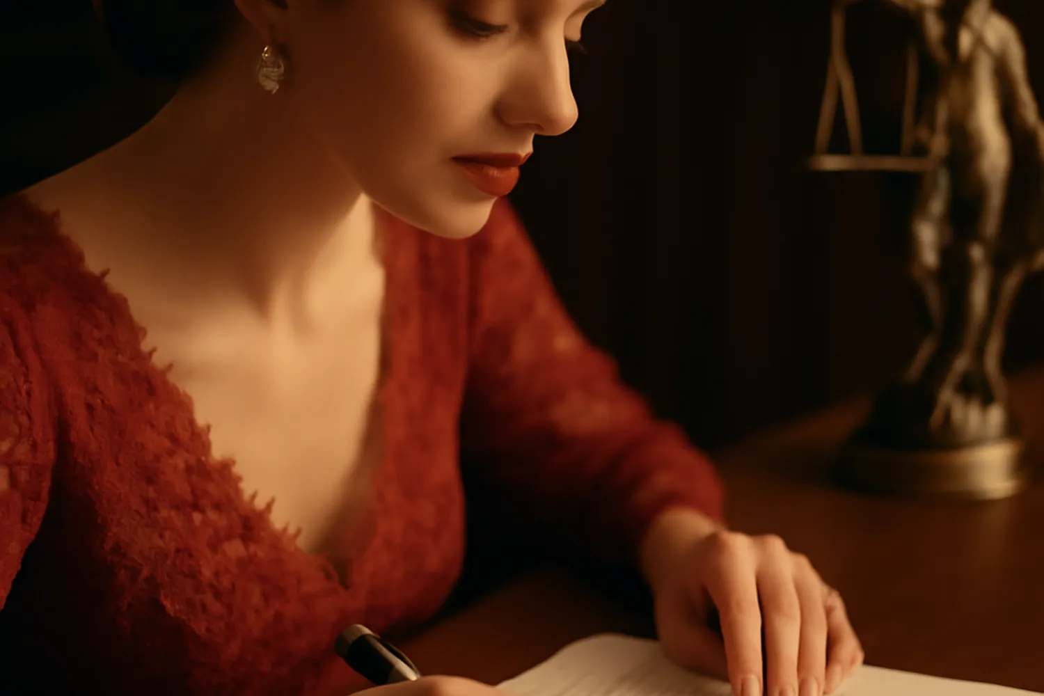 Bureau d'avocat avec contrat et stylo, consultation juridique agence matrimoniale