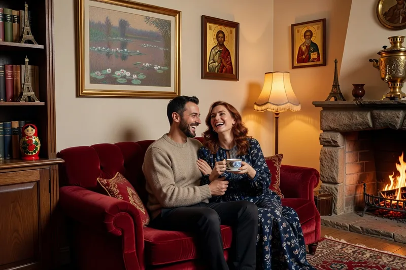 Couple franco-russe partageant un moment culturel