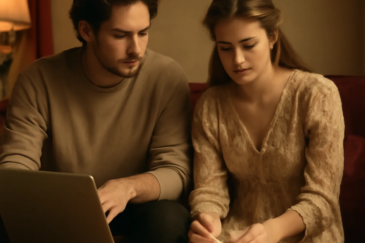 Couple franco-russe dans un moment de vie quotidienne partagee, ambiance chaleureuse
