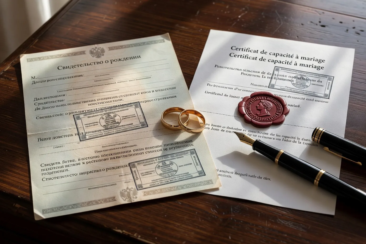 Documents officiels pour un mariage franco-russe - actes apostilles et traductions
