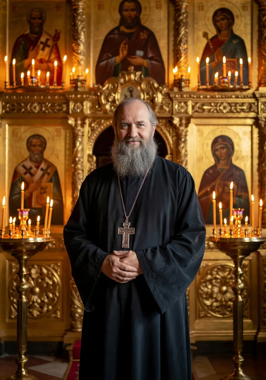 Portrait éditorial du père Kyrill, prêtre orthodoxe russe en région parisienne
