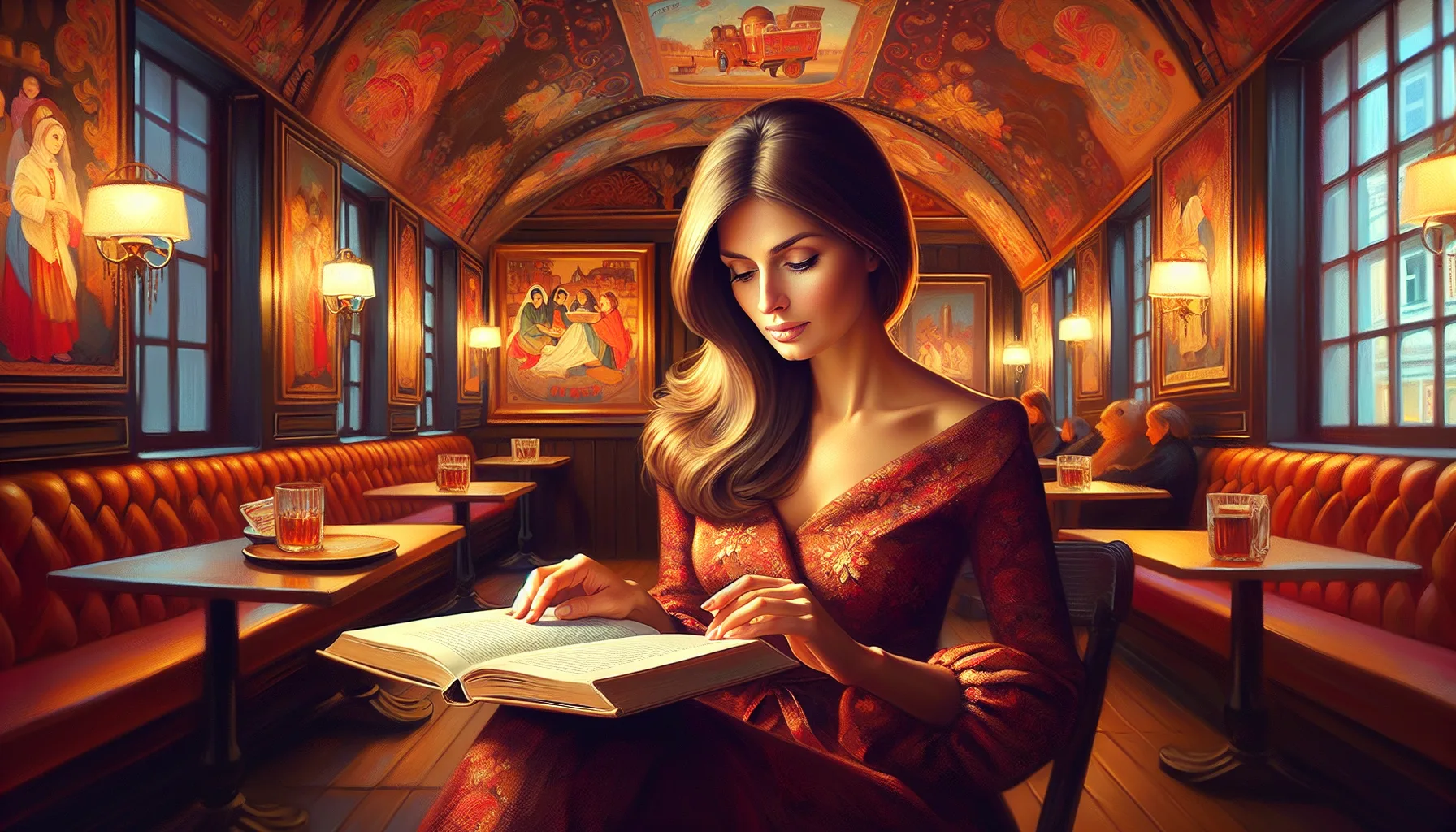 Femme russe elegante dans un cadre culturel traditionnel slave