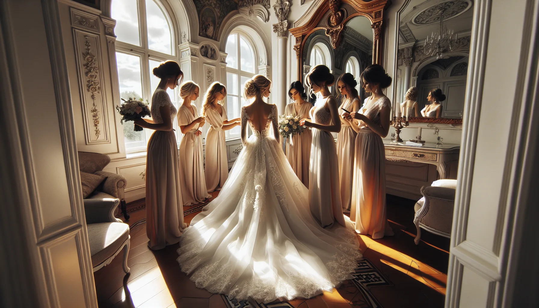 Couple celebrant leur mariage dans un cadre romantique et elegant