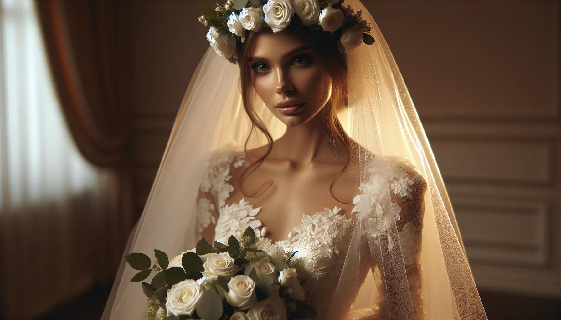 Couple celebrant leur mariage dans un cadre romantique et elegant