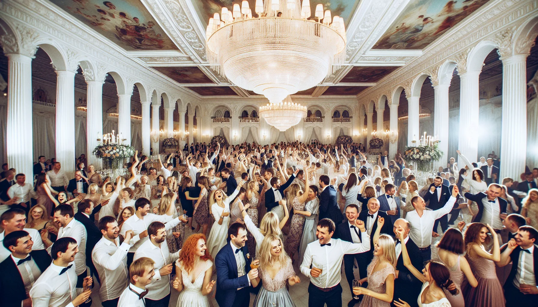 Couple celebrant leur mariage dans un cadre romantique et elegant