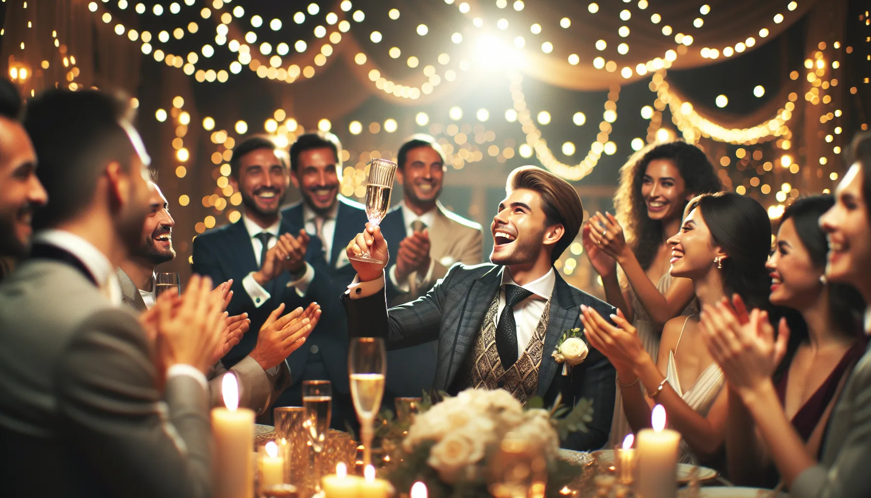 Couple celebrant leur mariage dans un cadre romantique et elegant